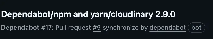 The workflow run, now triggered by a synchronize event from the Dependabot bot