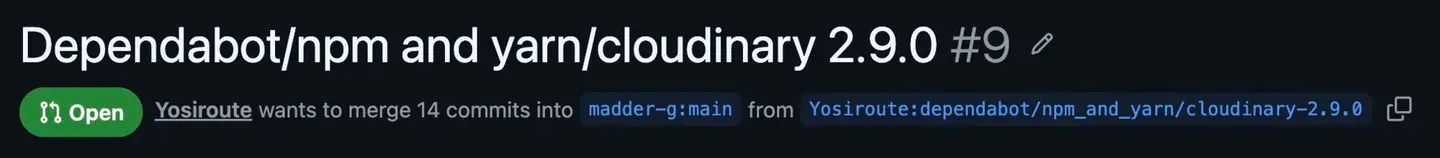 The upstream pull request, opened by me from the Dependabot branch on my fork