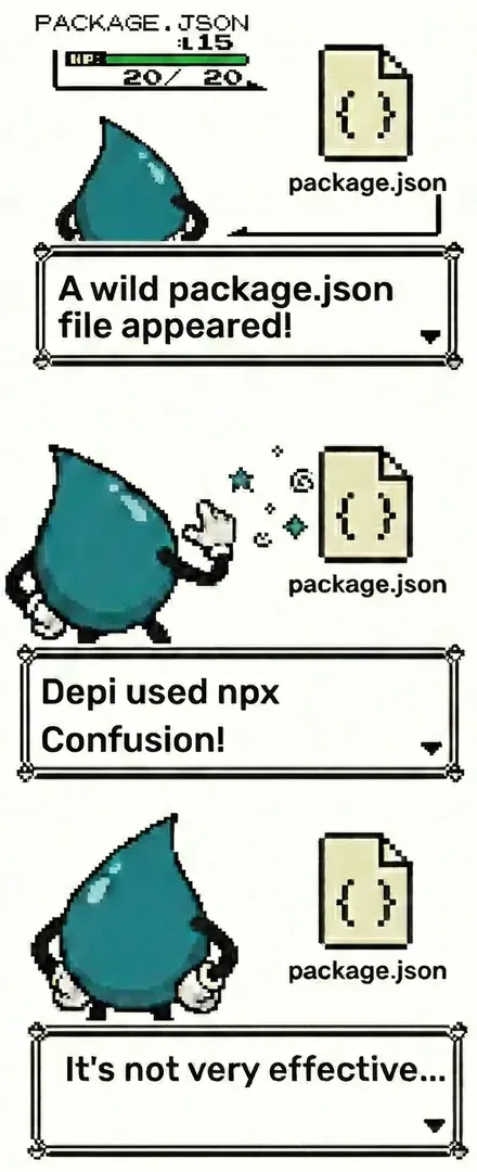 A wild package.json appeared! Depi used npx Confusion! It’s not very effective…